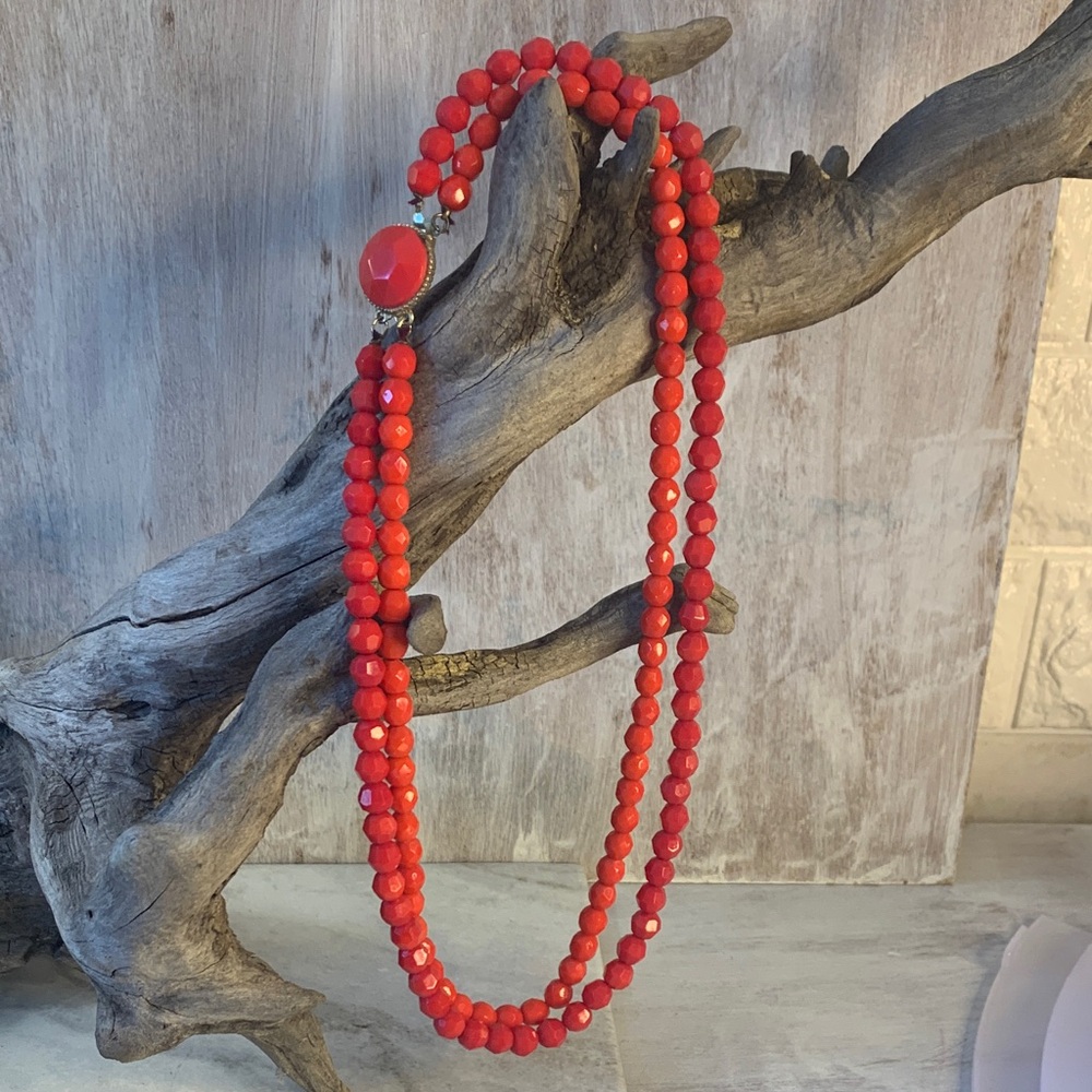Vintage Glass Double Strand Beaded Necklace